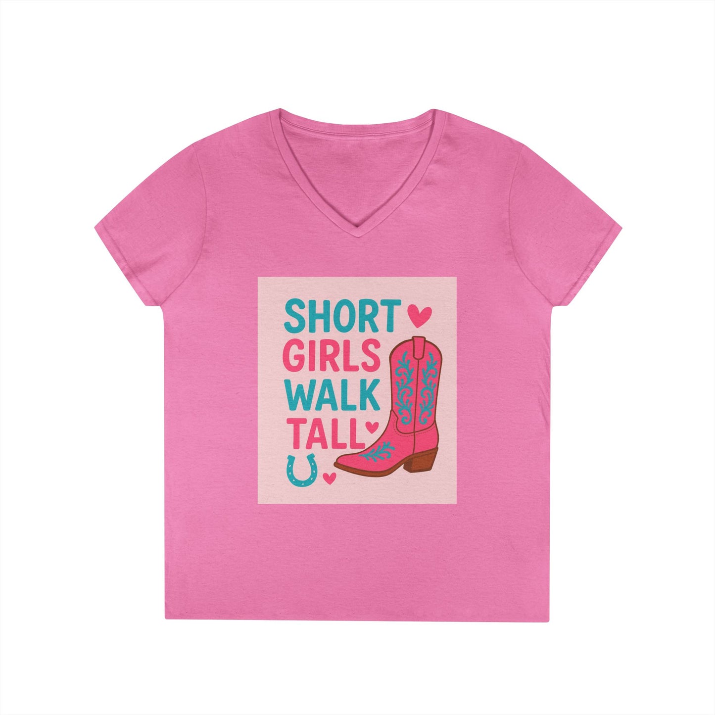 Western Cowgirl Ladies' T-Shirt, Short Girls Cute Rodeo Tee, V-Neck Shirt for Women, Southern Style Top, Country Fashion Apparel