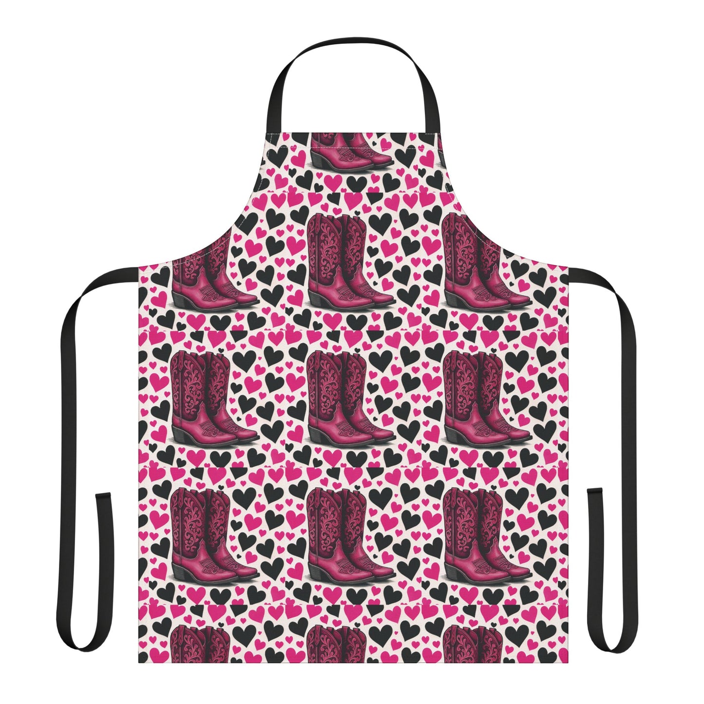 Apron, Cute Country Love and Boots Kitchen Cooking Baking BBQ Gardening, Farmhouse Chic, 5-Color Straps, Cooking Apron, Farmhouse Apron,