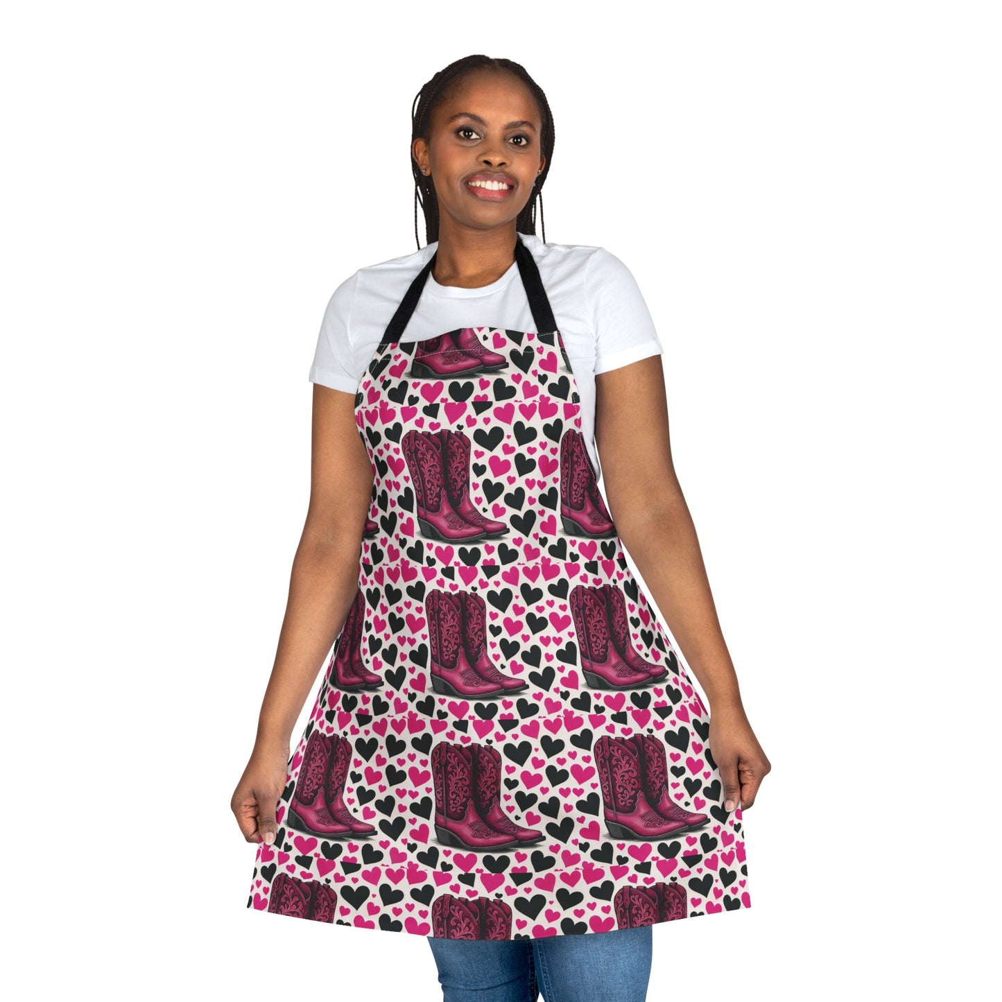 Apron, Cute Country Love and Boots Kitchen Cooking Baking BBQ Gardening, Farmhouse Chic, 5-Color Straps, Cooking Apron, Farmhouse Apron,