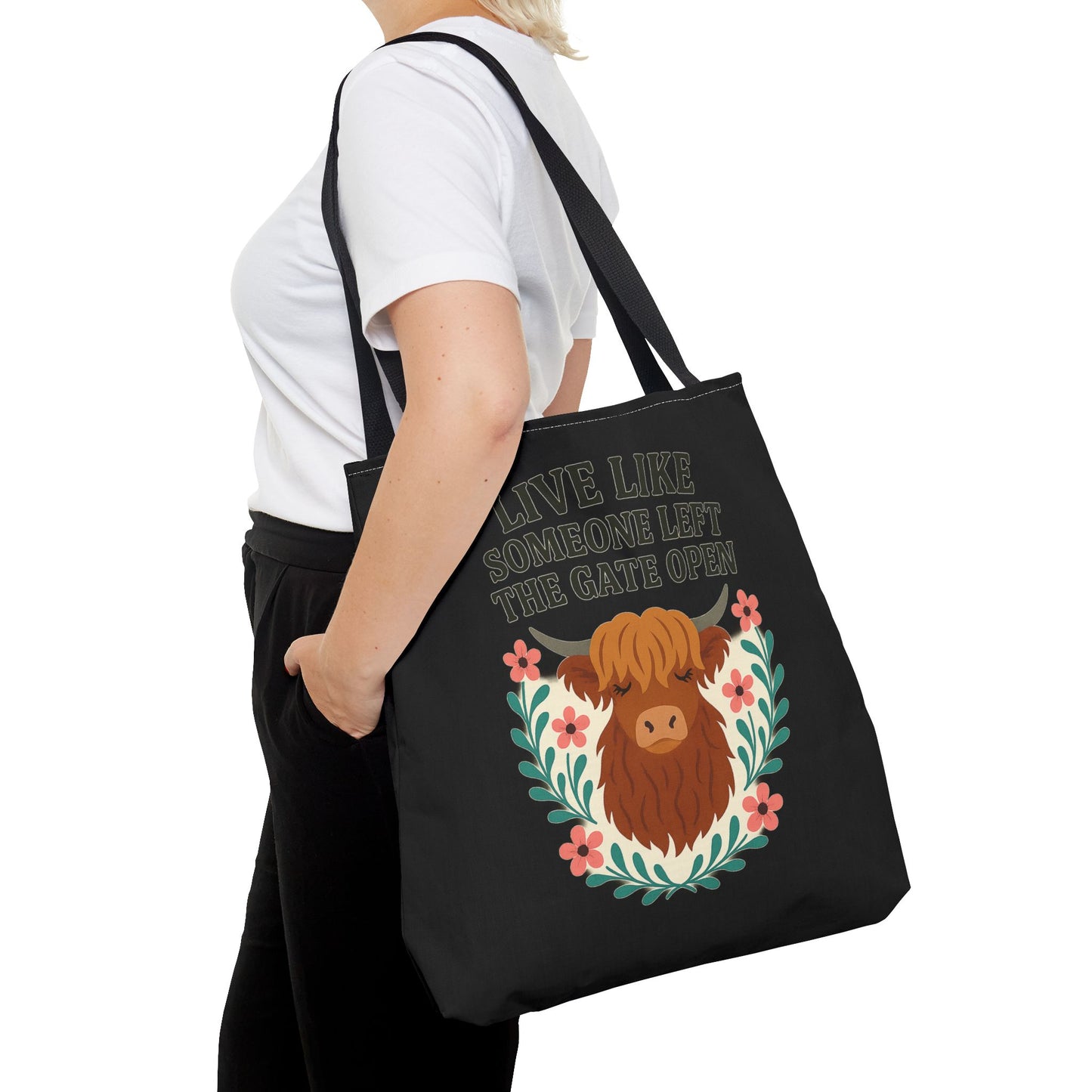 Highland Cow Cute Tote Bag,  Shoulder Bag, Farm Animal Grocery Bag, Funny Cow Market Tote, Rustic Cow Canvas Tote, Farmhouse