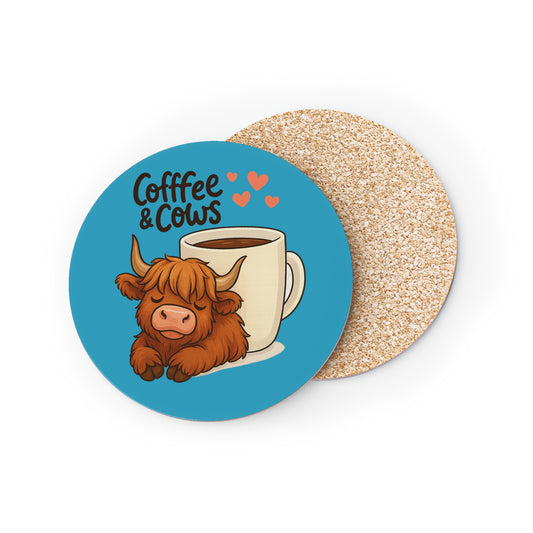 Coasters Set, Highland Cow Drink Coasters, Cow Lover Gifts, Farmhouse Decor, Animal Coaster, Kitchen Accessories