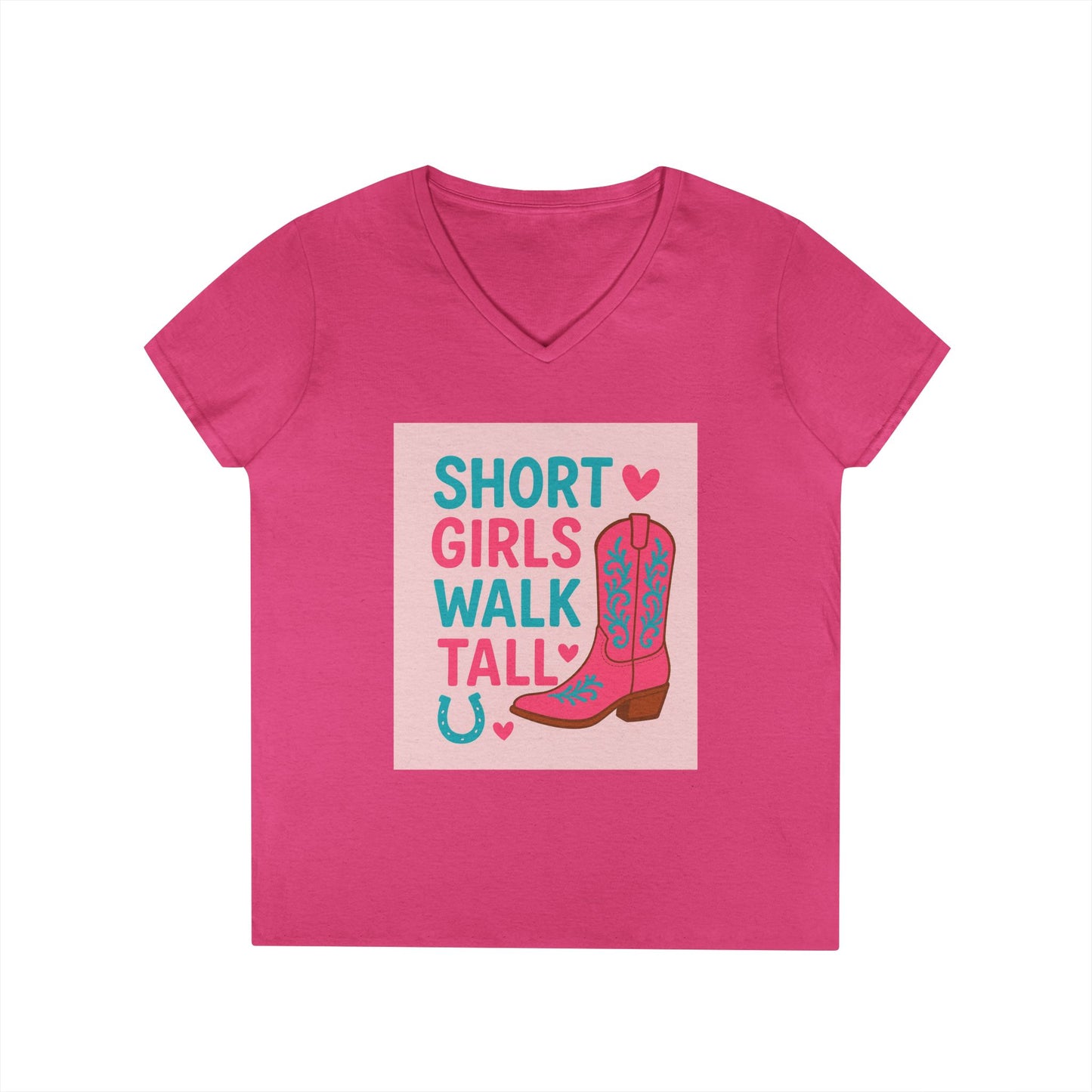 Western Cowgirl Ladies' T-Shirt, Short Girls Cute Rodeo Tee, V-Neck Shirt for Women, Southern Style Top, Country Fashion Apparel