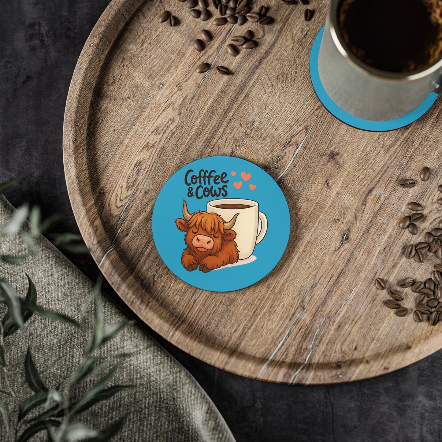 Coasters Set, Highland Cow Drink Coasters, Cow Lover Gifts, Farmhouse Decor, Animal Coaster, Kitchen Accessories