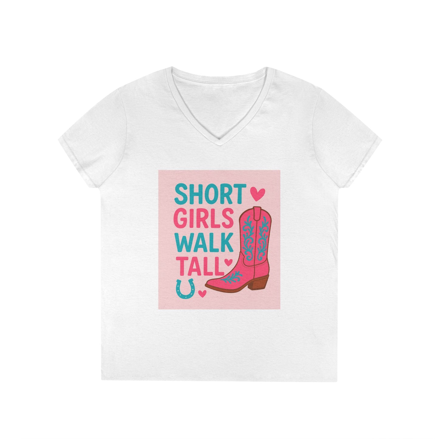 Western Cowgirl Ladies' T-Shirt, Short Girls Cute Rodeo Tee, V-Neck Shirt for Women, Southern Style Top, Country Fashion Apparel