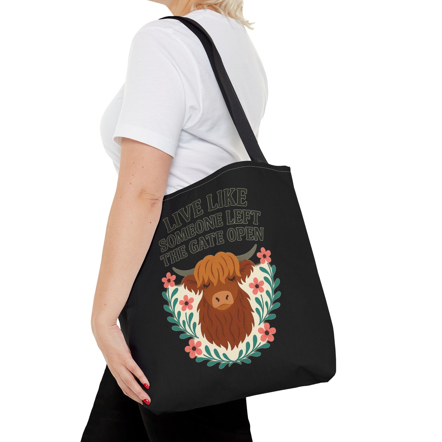 Highland Cow Cute Tote Bag,  Shoulder Bag, Farm Animal Grocery Bag, Funny Cow Market Tote, Rustic Cow Canvas Tote, Farmhouse